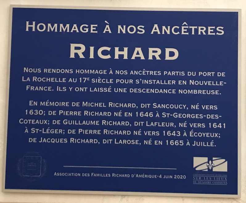 Plaque des familles Richard